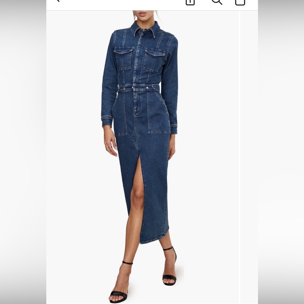 Good American fit for success long sleeve midi denim shirt dress